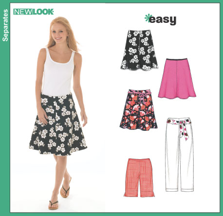 New Look 6462 Misses' Bias Skirt and Cropped Pants or Shorts
