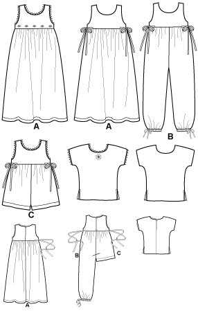 New Look 6493 Childs Dress or Jumper, Romper in Long or Short Length and Top