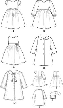 New Look 6556 Child Dress, Lined Coat and Muff