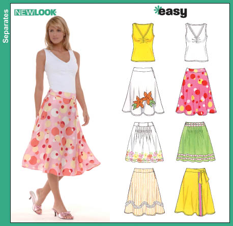 New Look 6569 Misses Skirts and Knit Top