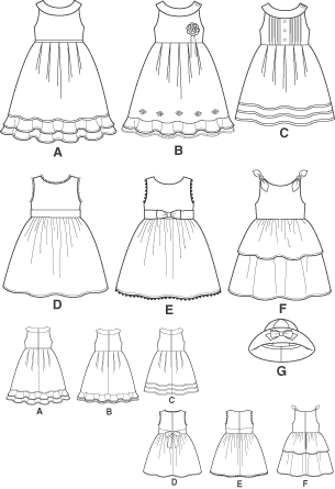 New Look 6577 Toddler Dresses and Hat