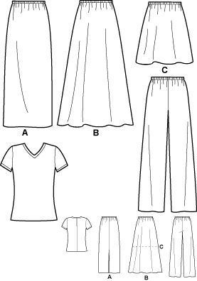 New Look 6730 Misses Knit Tops, Skirts, and Pants