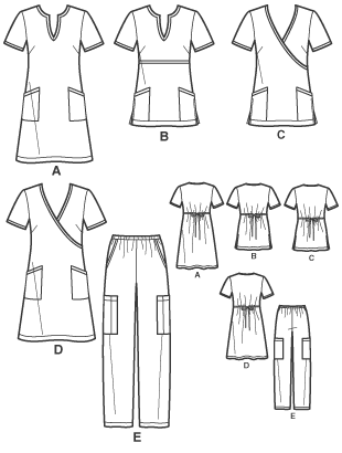 New Look 6817- Misses Scrubs: Dresses, Tops and Pants