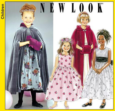 New Look 6933OOP Childs Sleeveless Dress, Sash, Hooded Cape and Muff