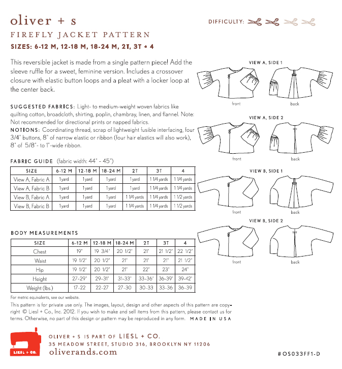 Oliver & S OS033FF Firefly Jacket