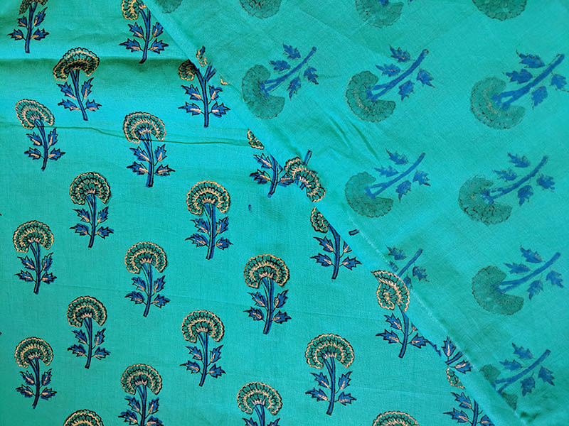 Patternreview fabric tealblock indian cotton block print border fabric