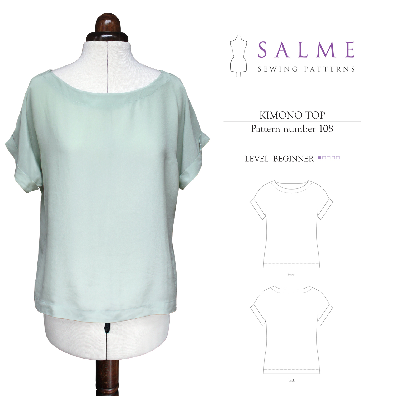 Salme Sewing Patterns 108 Kimono Top Downloadable Pattern