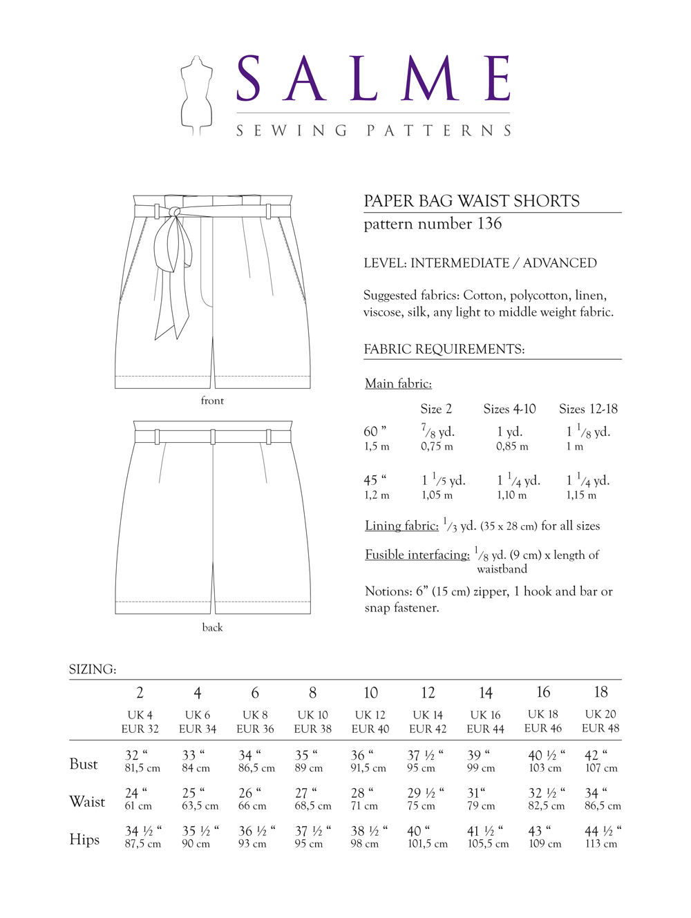 paper bag shorts pattern