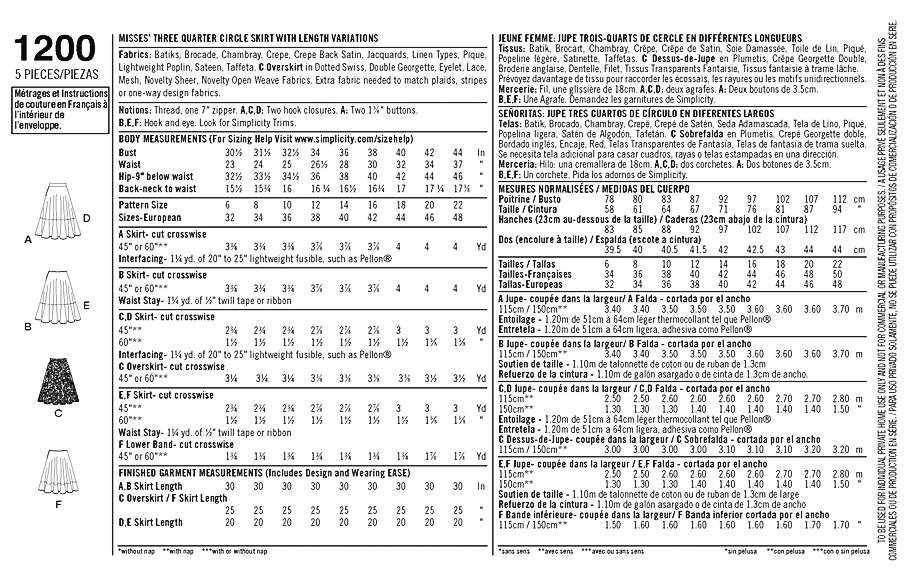 Circle skirt clearance pattern simplicity