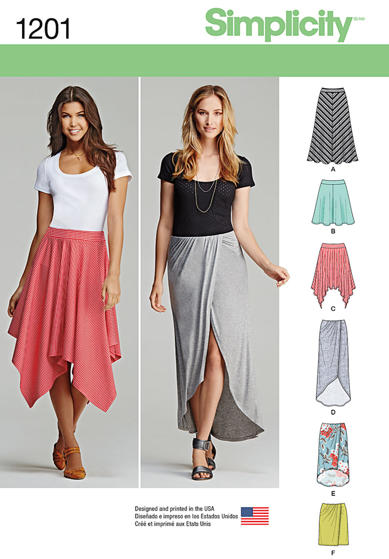 A Simplicity Creative Patterns New Look 6287 Misses Pull On Knit Skirts 8-10-12-14-16-18