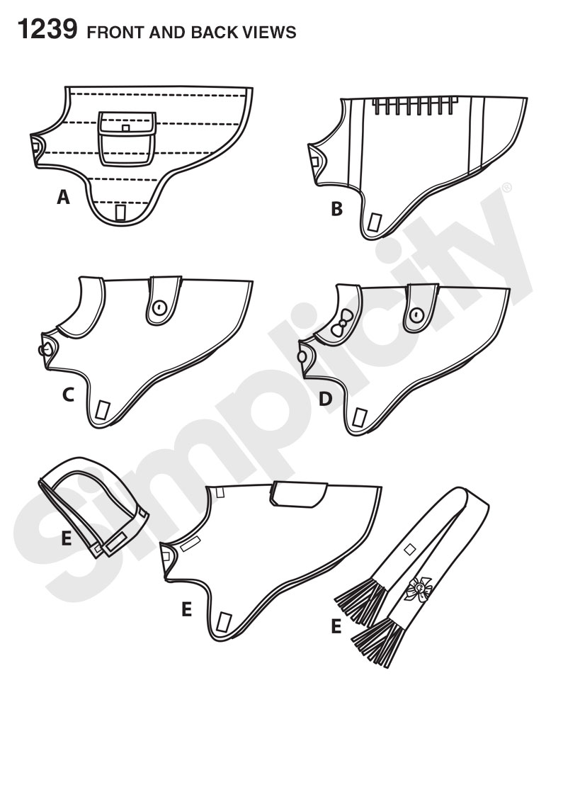 S1239, Simplicity Sewing Pattern Dog Coats in Three Sizes