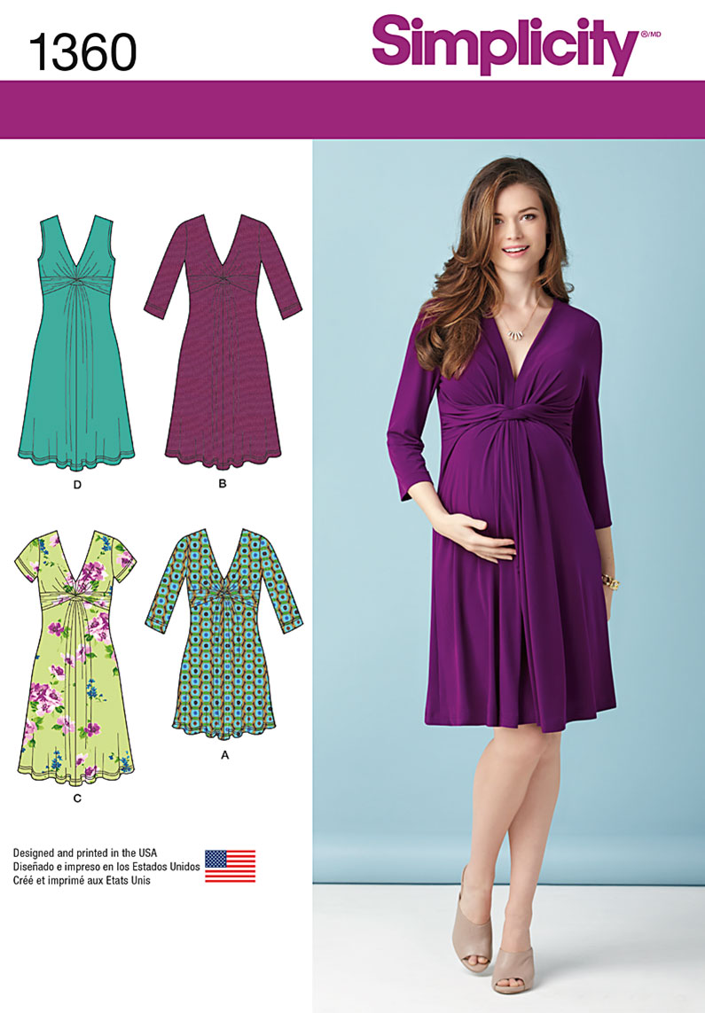 Simplicity 1360 Misses' Maternity Knit Dress or Mini Dress