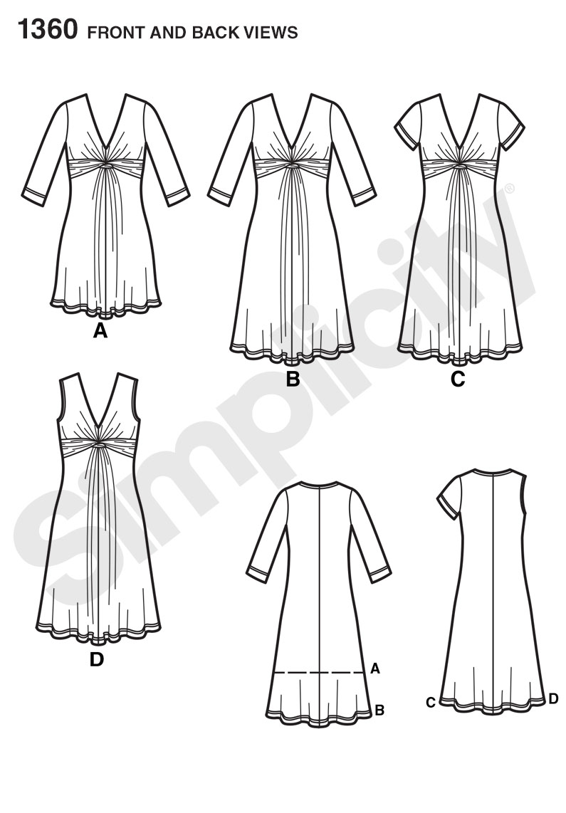 Simplicity 1360 Misses' Maternity Knit Dress or Mini Dress