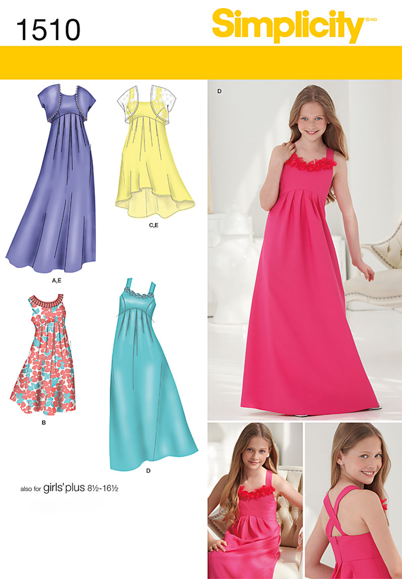 Simplicity 1510 Girls '& Girls' Plus Special Occasion Dress