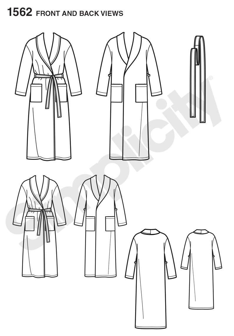 Simplicity 1562 Child's, Teens' and Adults' Robe and Belt