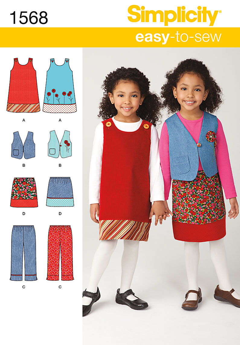 skirt vest retro vintage girl NEW UNCUT child 3 Simplicity 6095 sewing pattern toddler pull on pants jacket