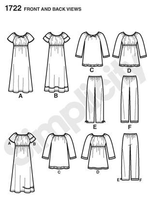 Simplicity 1722 Children's Sleepwear