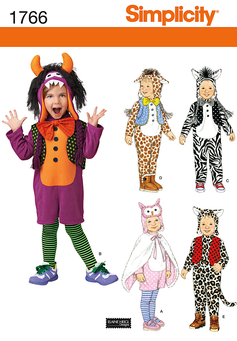 Simplicity 1766 Toddler's Animal Costumes and Hats