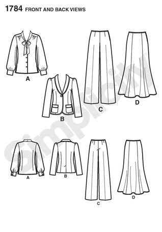 Simplicity 1784 Misses Blouse, Jacket , skirt and pants