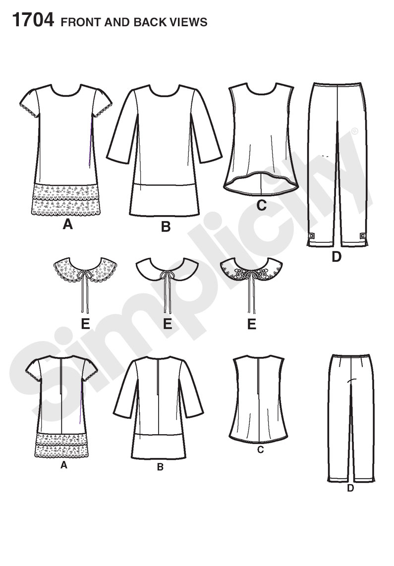 Simplicity Pattern 1704.K5 7-8-10-12-14 Childs and Girls Separates Suede Says Collection
