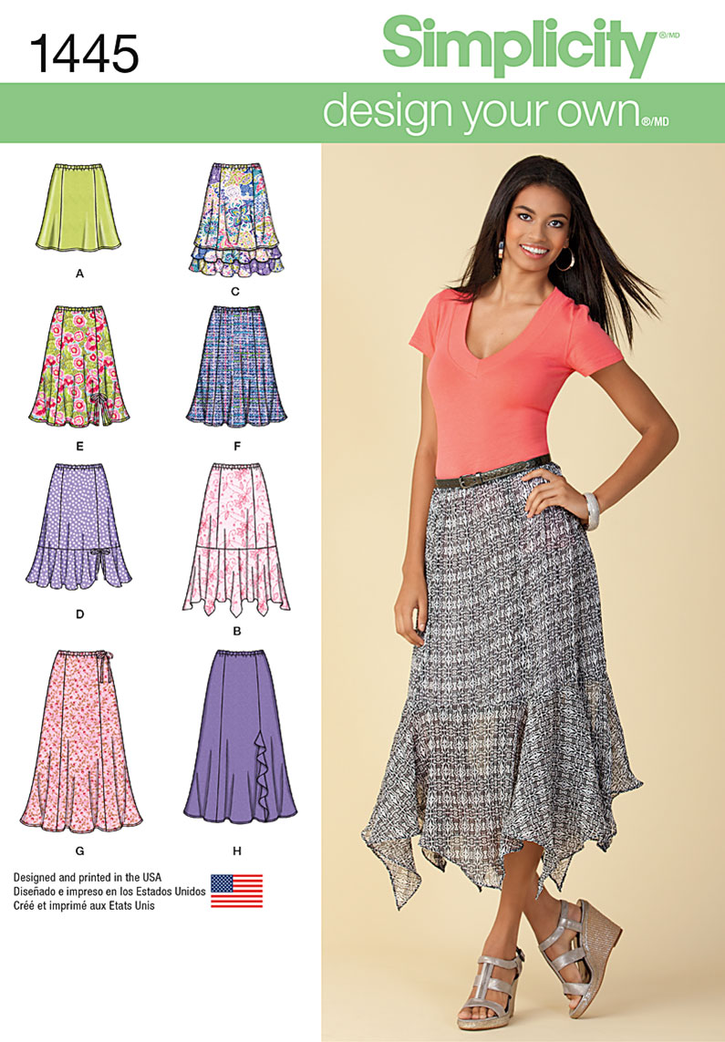 Simplicity 1445 Misses' Design Your Own Skirt with Length Variations
