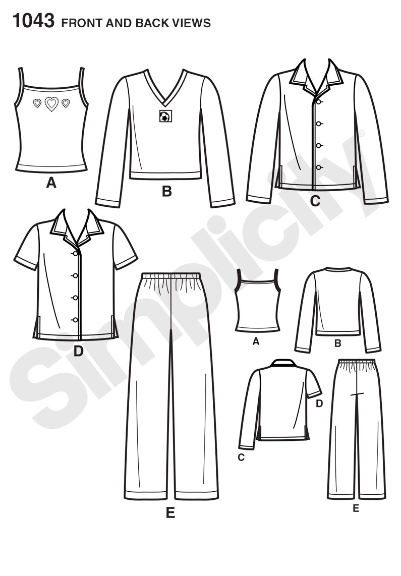 Simplicity Pattern 1043 Child/'s Girls/' and Boys/' Separates