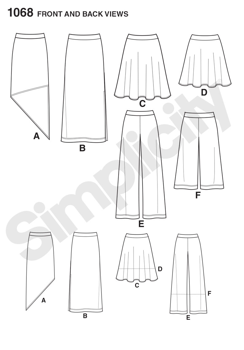 Simplicity 1068 Misses' Knit Skirts and Pants