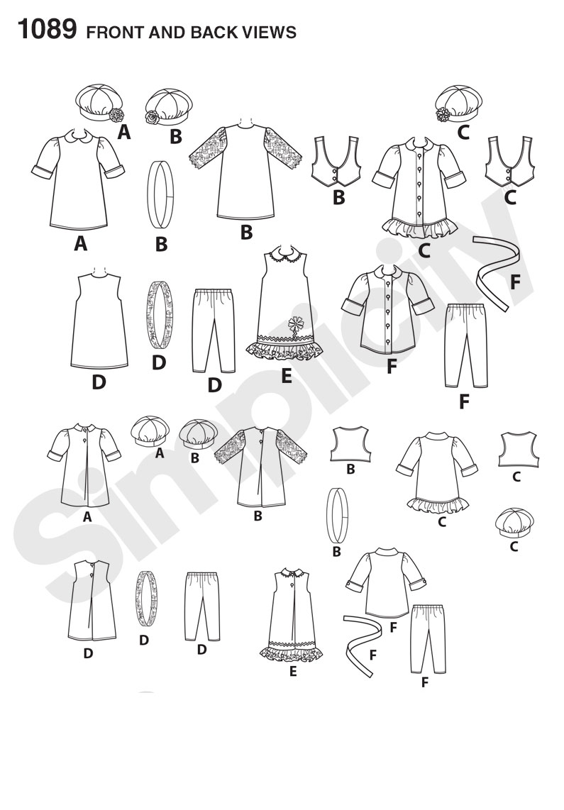 Simplicity 1089 Doll Clothes for 18