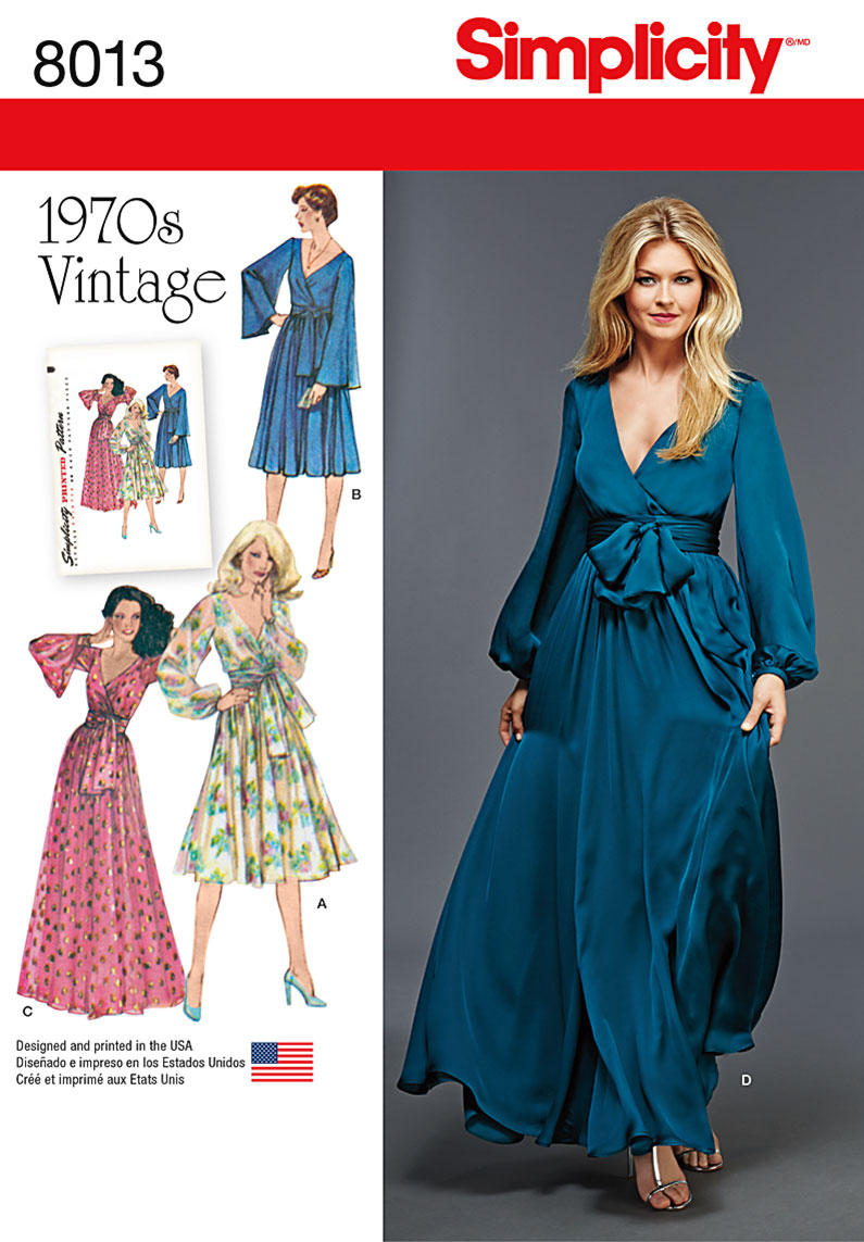 Simplicity 8013 Misses' Vintage 1970's Dresses