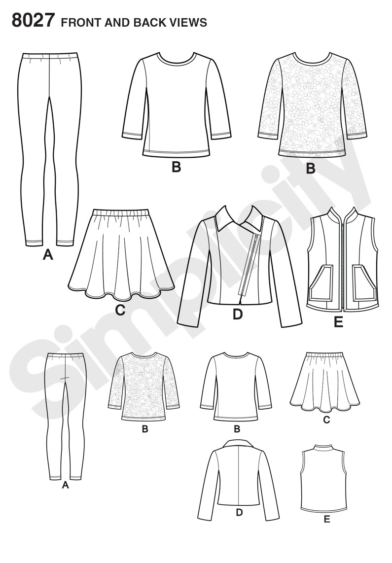 S8027, Simplicity Sewing Pattern Child's & Girls' Sportswear Pattern