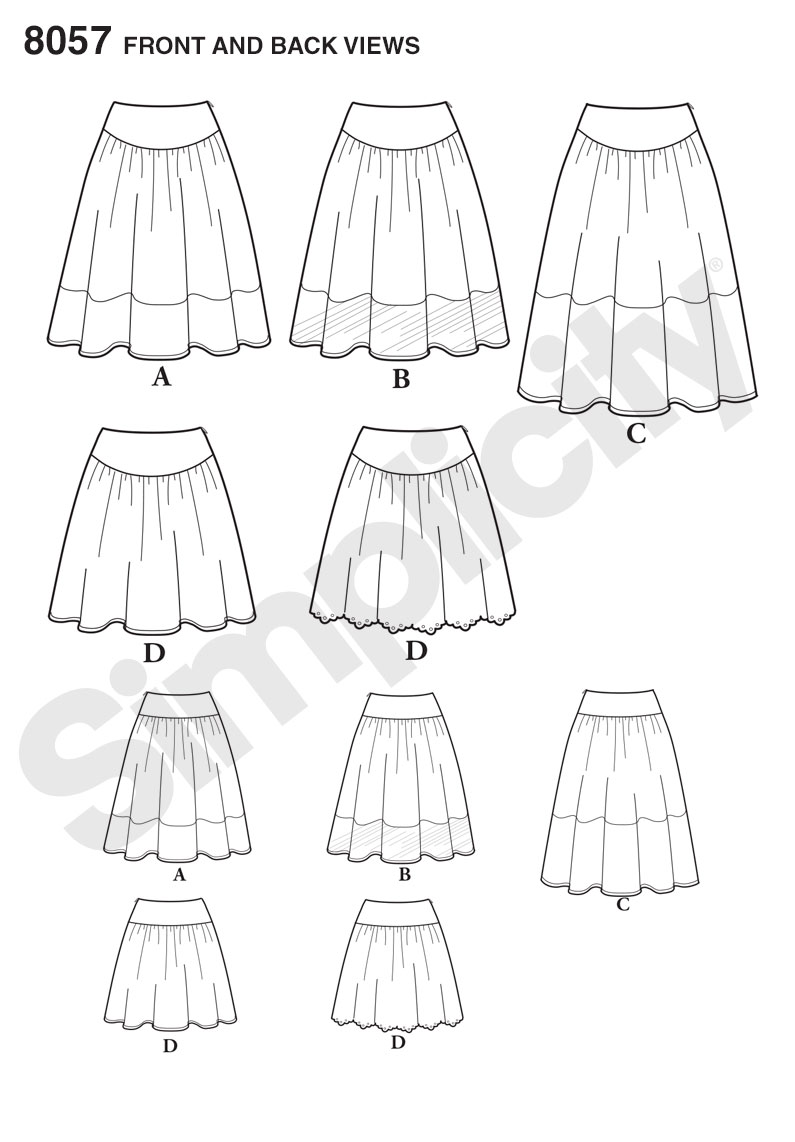 Simplicity 8057 Misses' Easy-to-Sew Skirts in Three Lengths