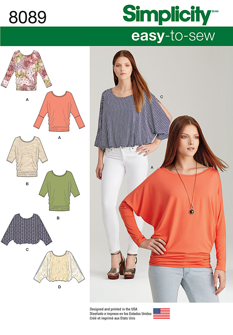 Simplicity 8089 Misses' Easy-to-Sew Knit Tops