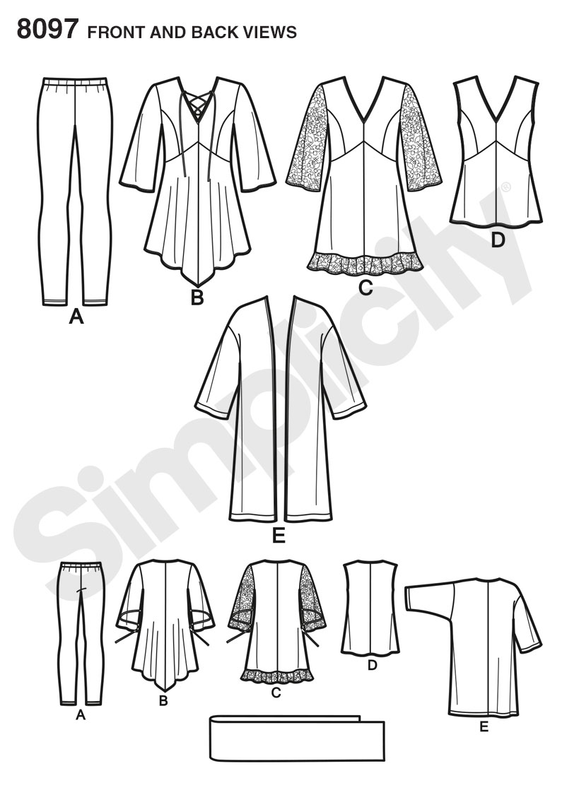 Simplicity Pattern 8097 GG Plus Size Tunic Top Paper 22x15x1 cm Kimono and Knit Leggings