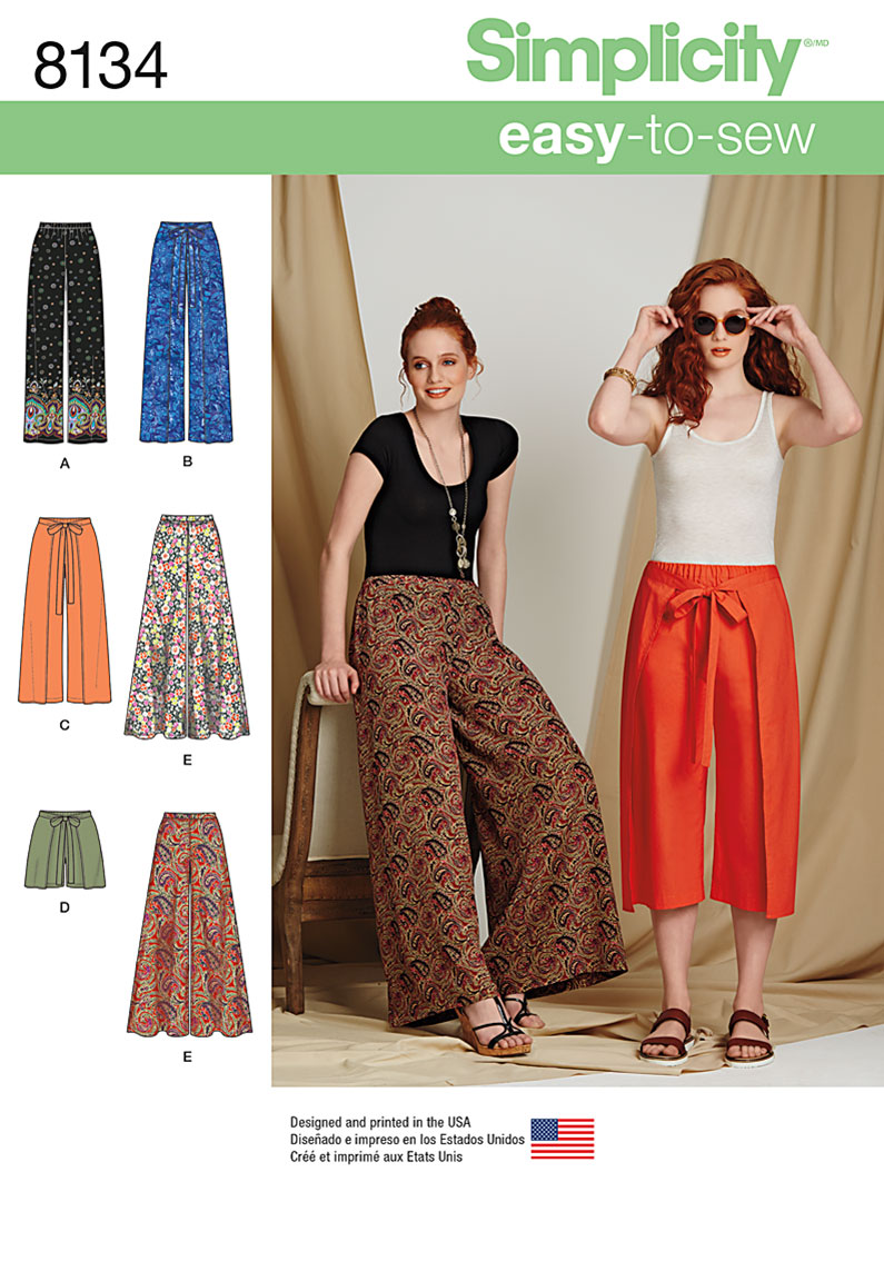 Sewing Patterns Misses' Wide Leg Pants Pattern, Elastic Waist