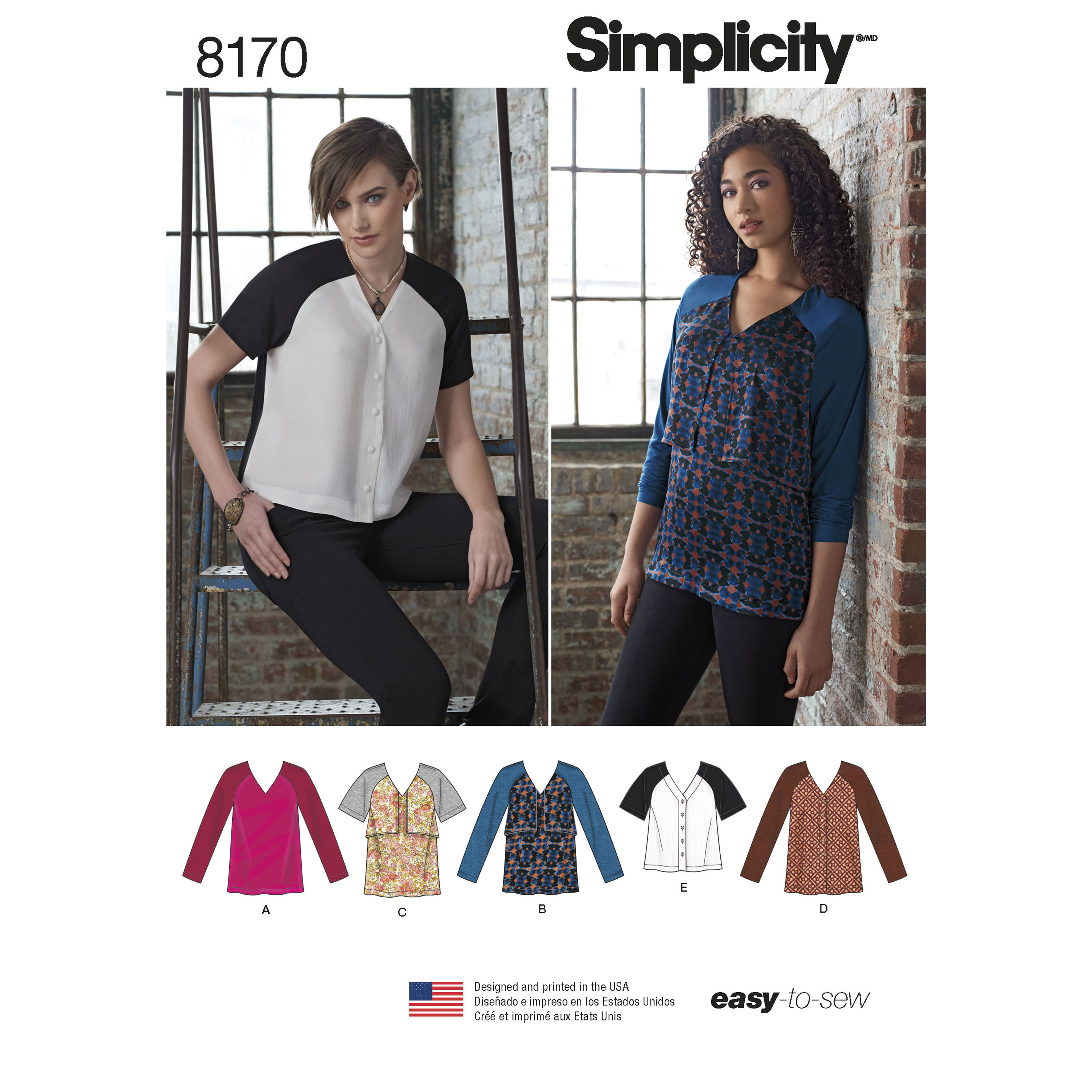 Simplicity 8170 Misses' Easy-to-Sew Raglan Tops