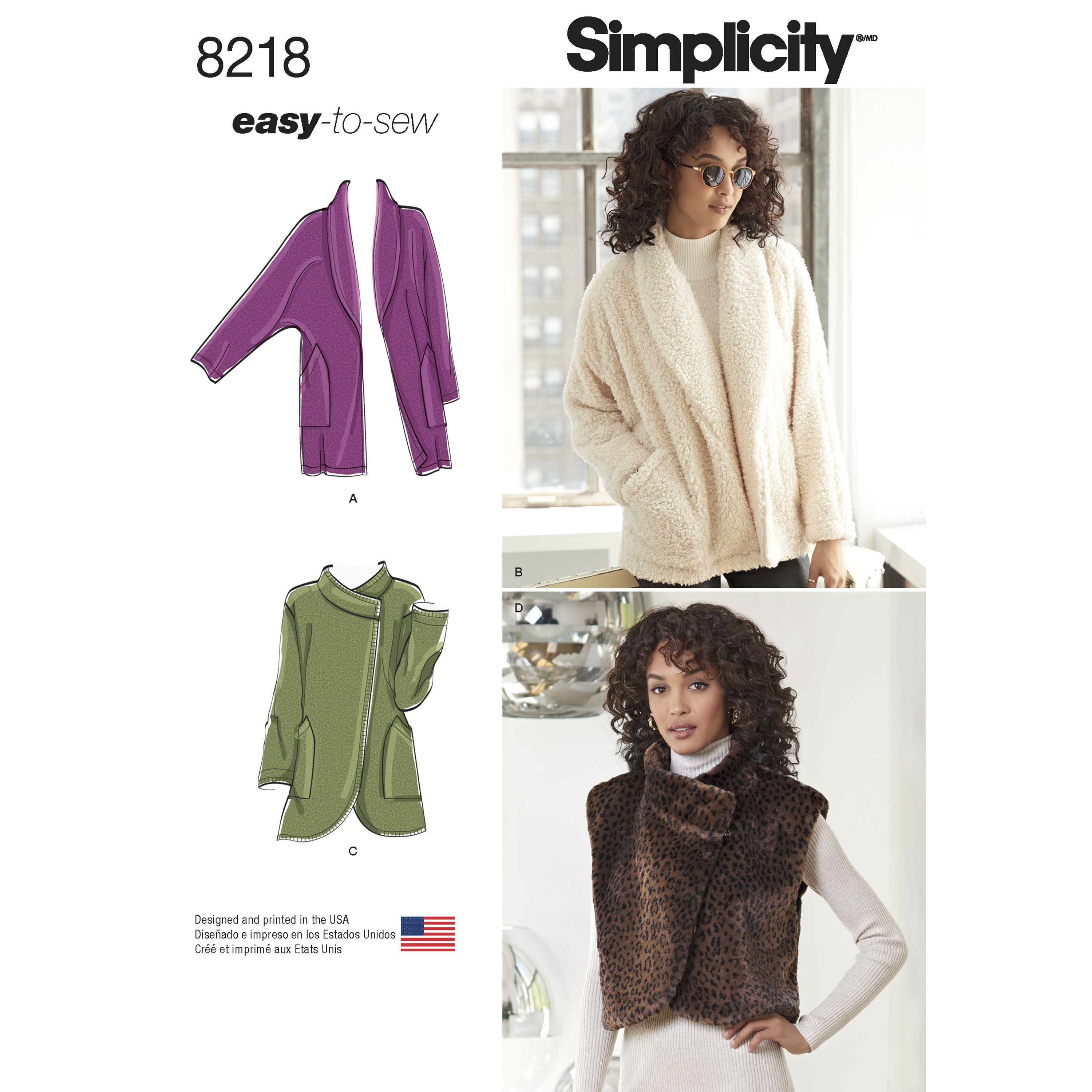 Simplicity 8218 Misses' Easy-to-Sew Jackets and Vest