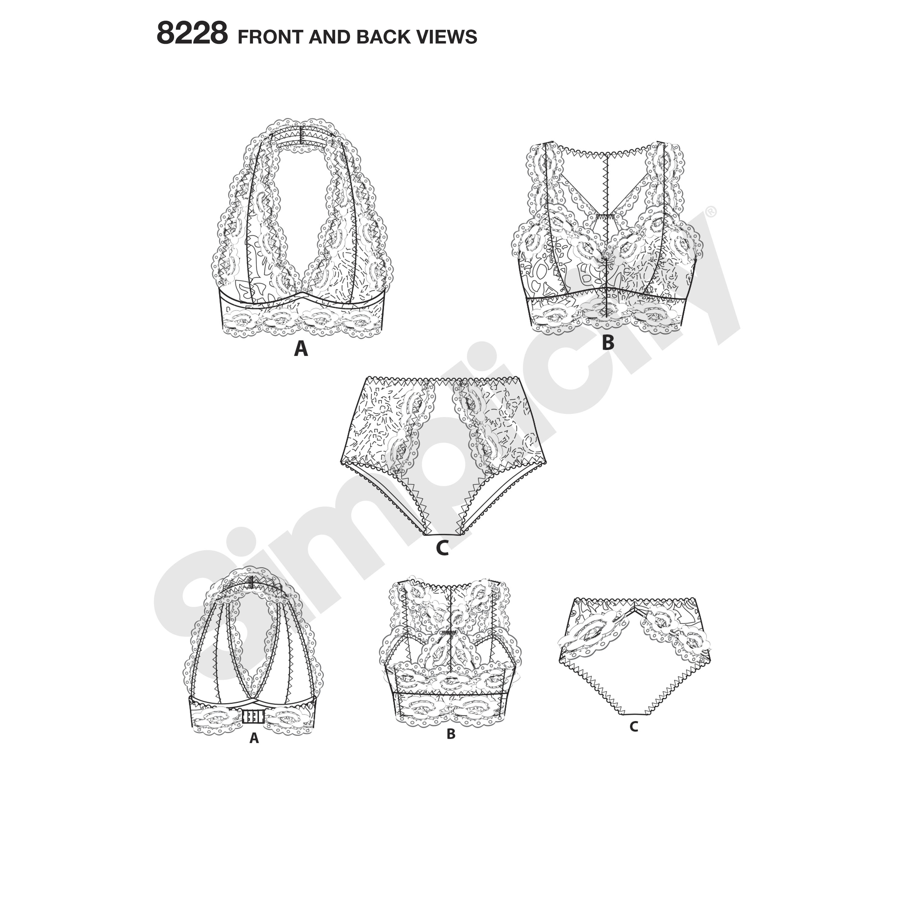Misses Soft Cup Bras and Panties Simplicity Sewing Pattern 8228
