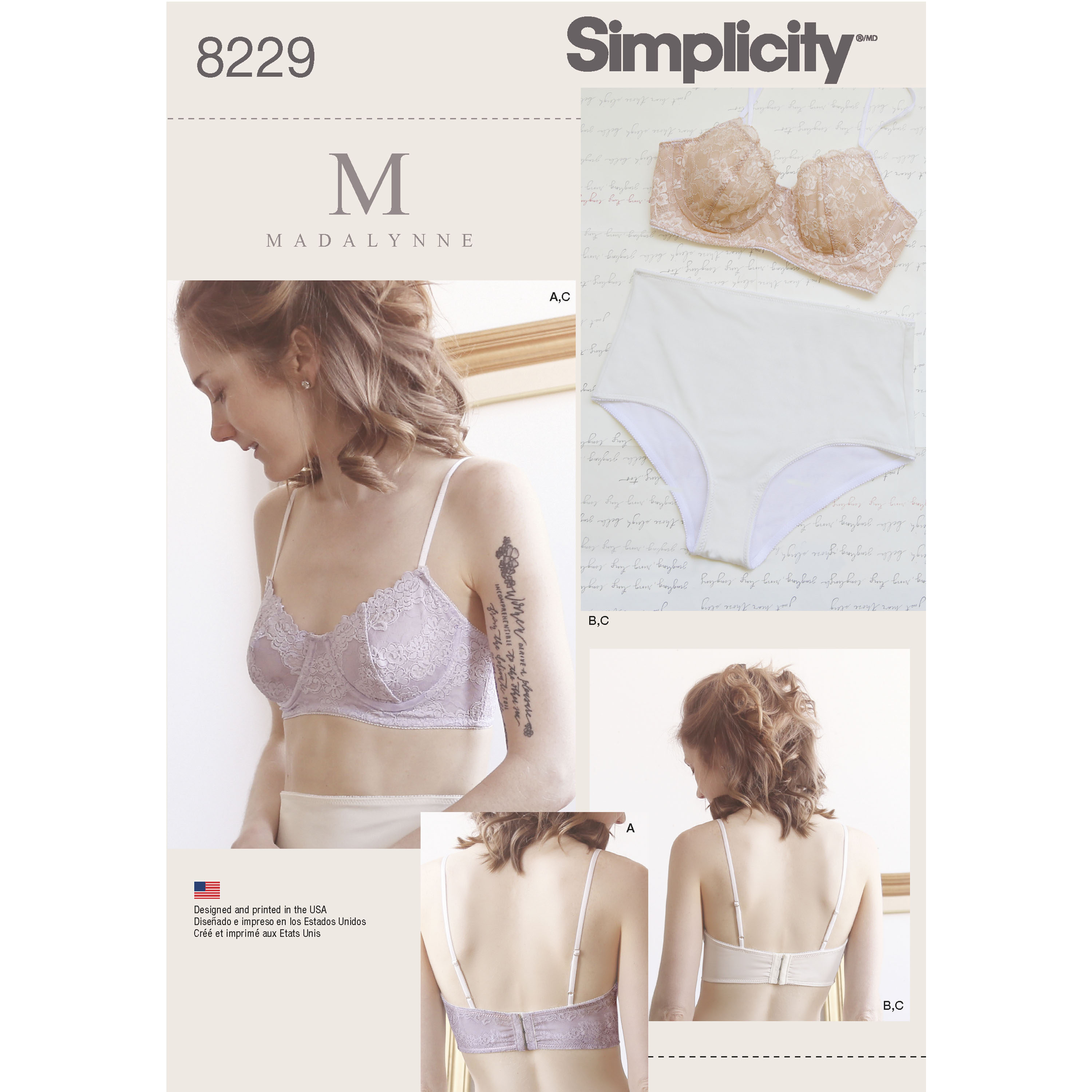Simplicity 8229 Misses' Underwire Bras and Panties