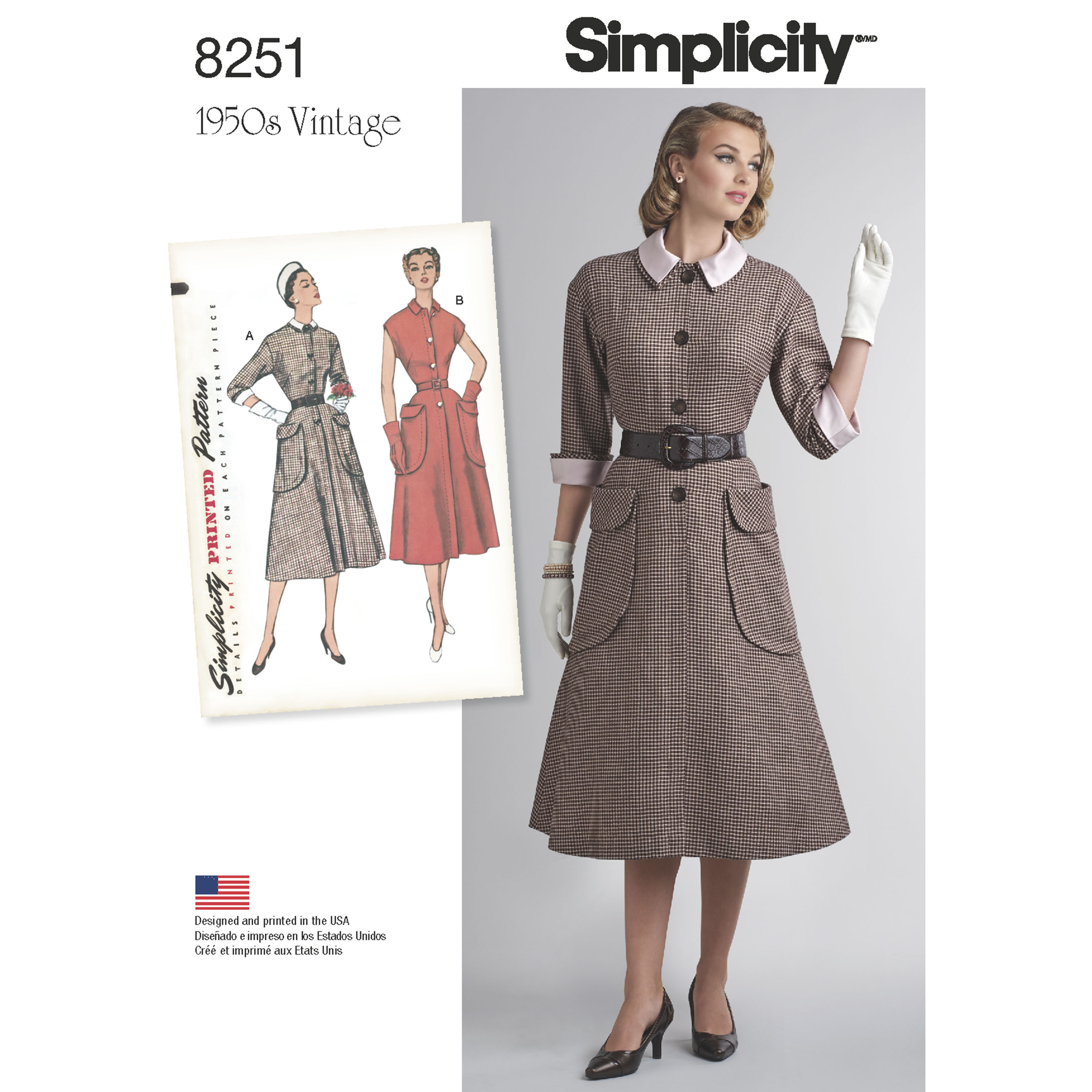 Simplicity Simplicity Pattern 8251 Misses' Vintage 1950's One-Piece Dresses