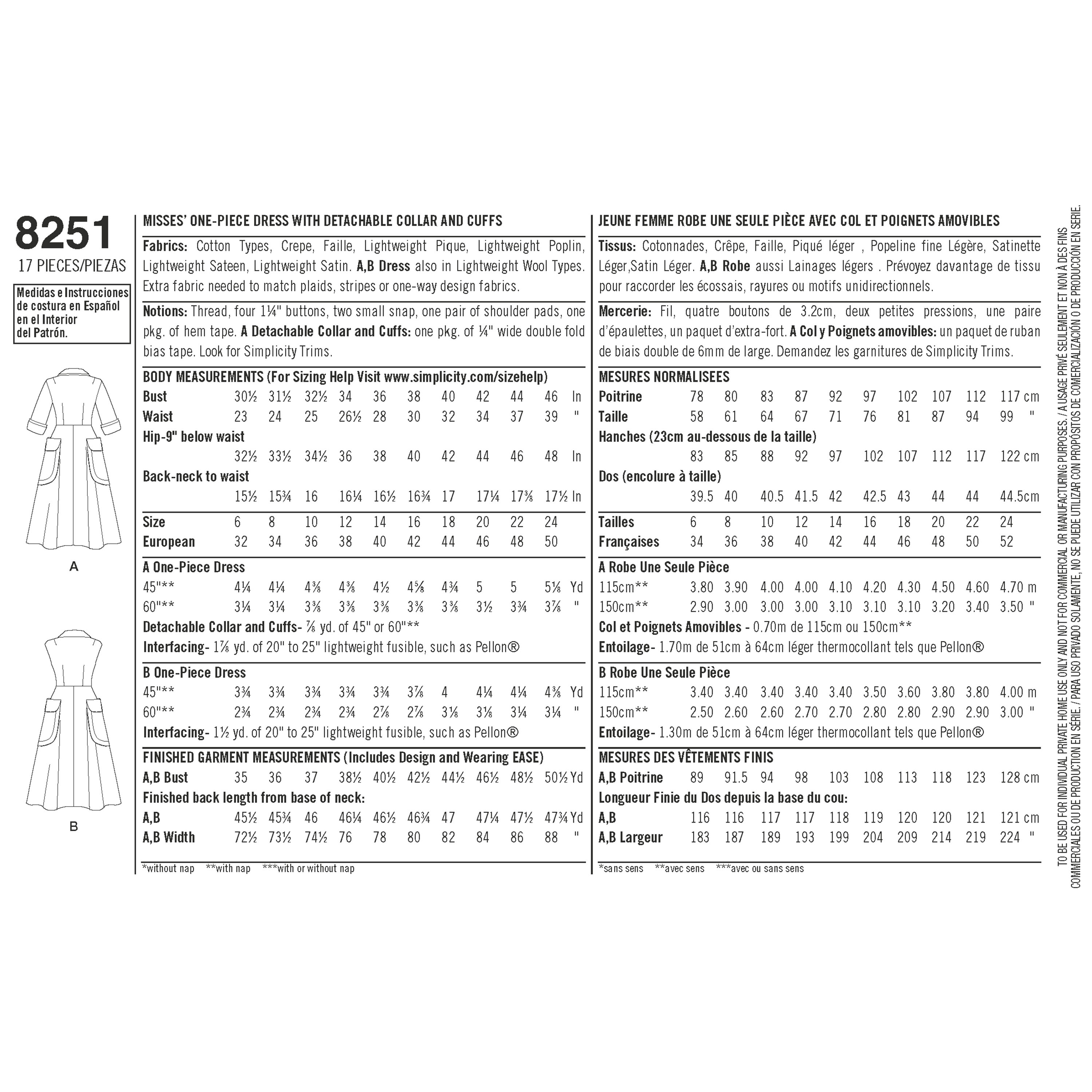 Simplicity Simplicity Pattern 8251 Misses' Vintage 1950's