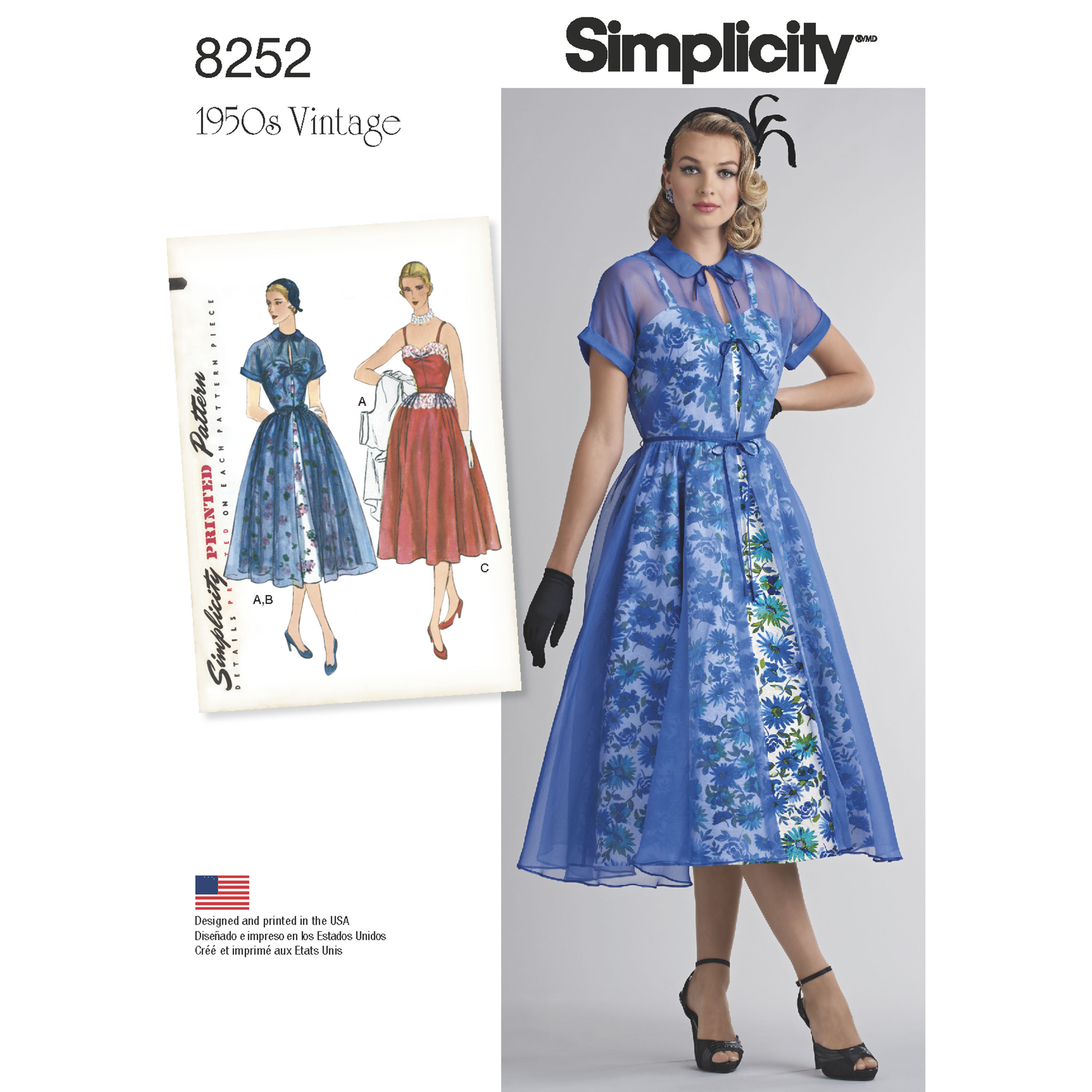 Simplicity Simplicity Pattern 8252 Misses' 1950's Dress and Redingote