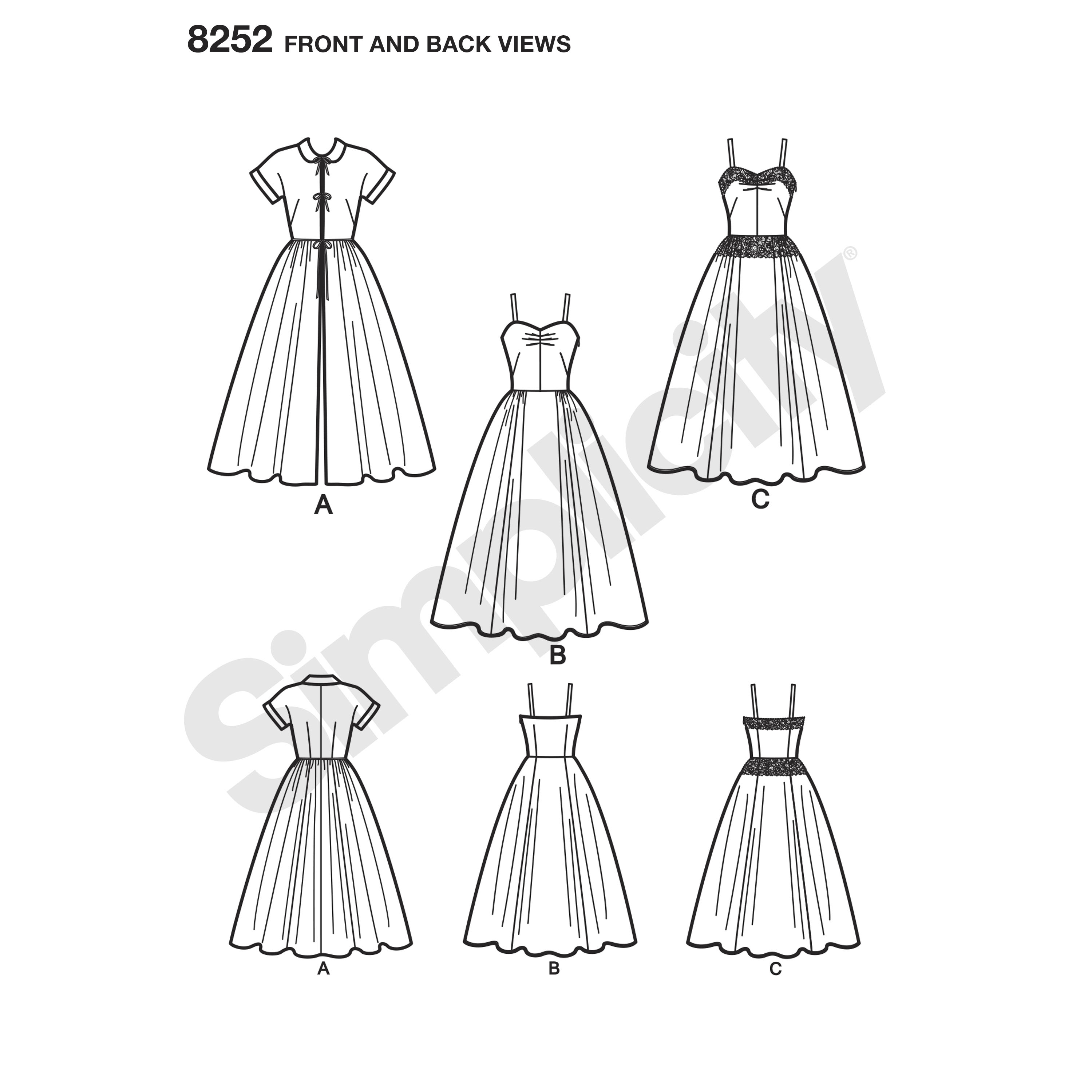 Simplicity Simplicity Pattern 8252 Misses' 1950's Dress and Redingote