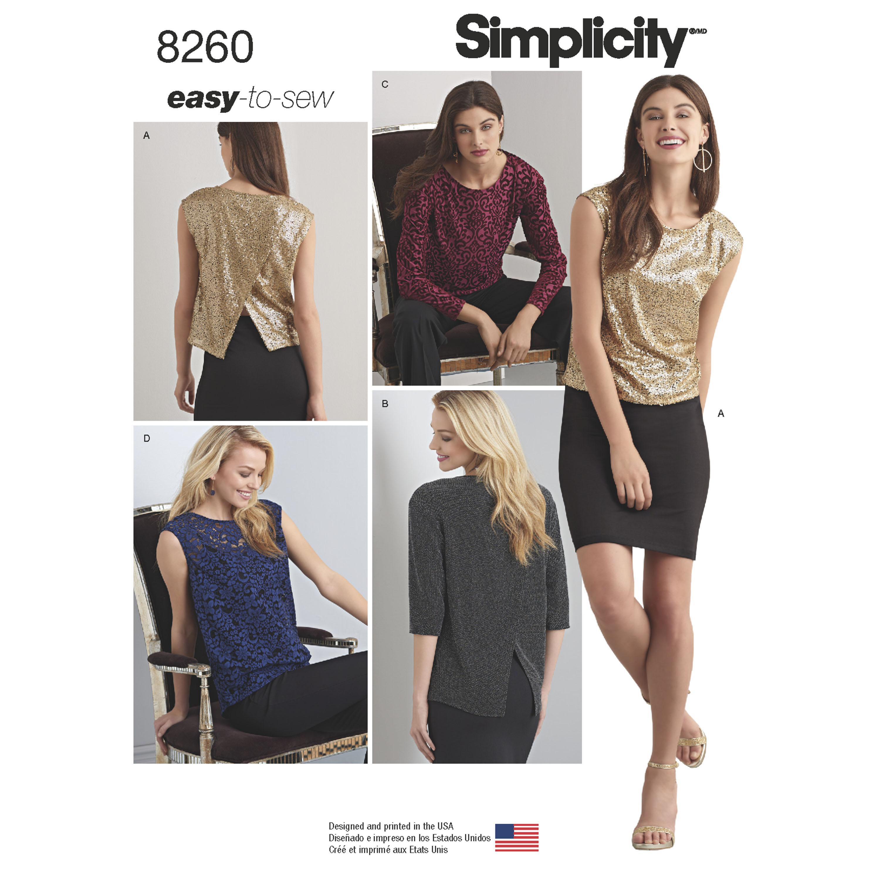 Simplicity Simplicity Pattern 8260 Misses' Top in Two Lengths with Back ...