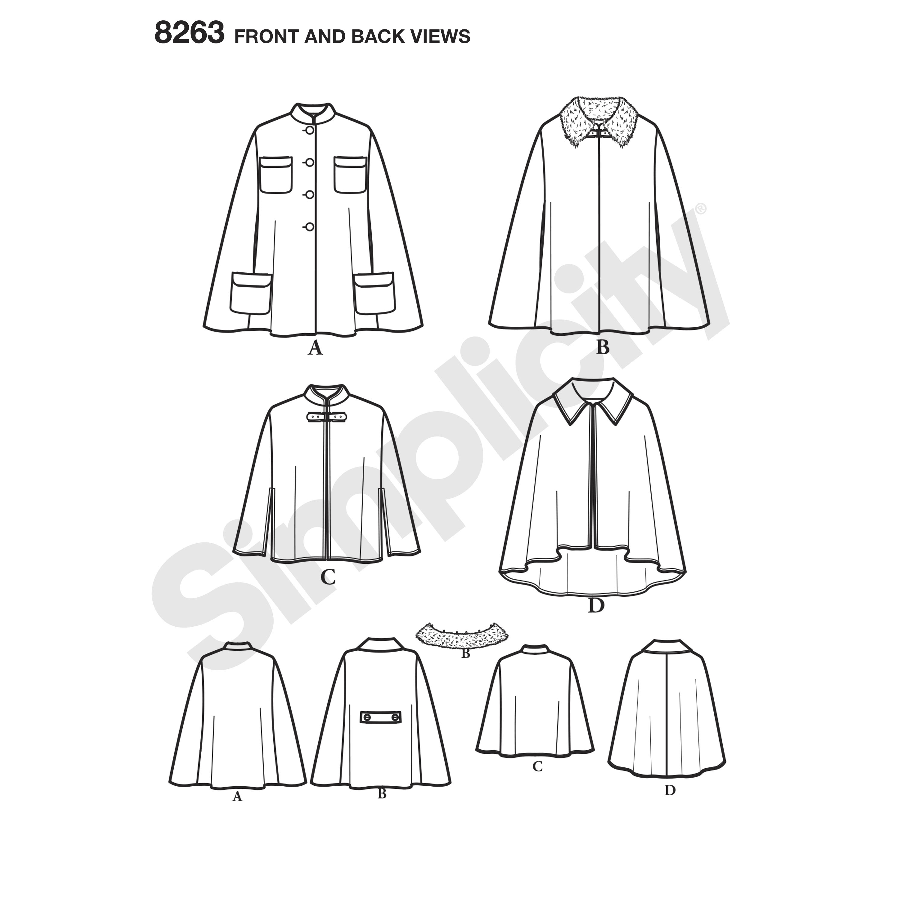 Simplicity Simplicity Pattern 8263 Misses' Capes and Capelets