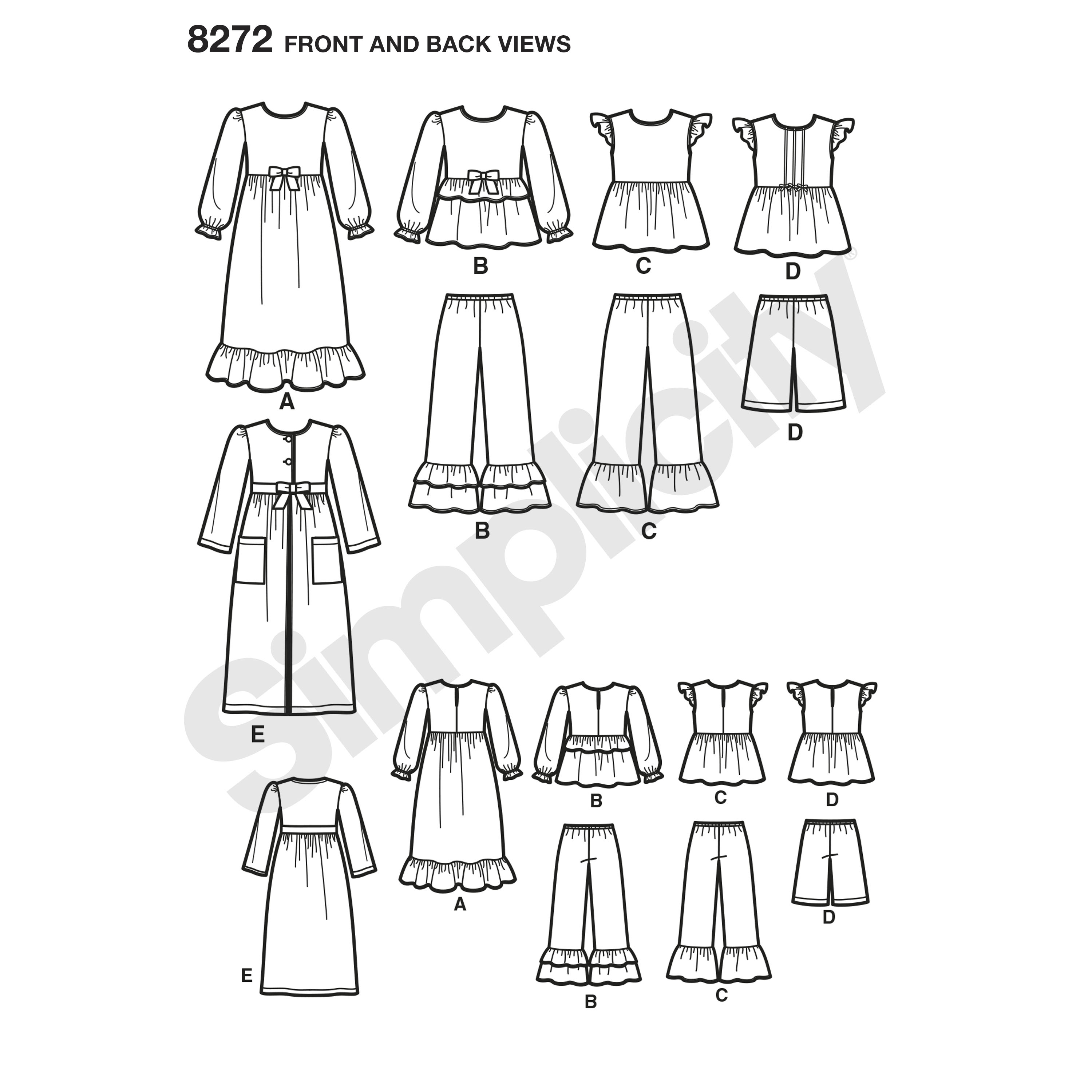 Simplicity Simplicity Pattern 8272 Child's and Girl's Sleepwear and Robe
