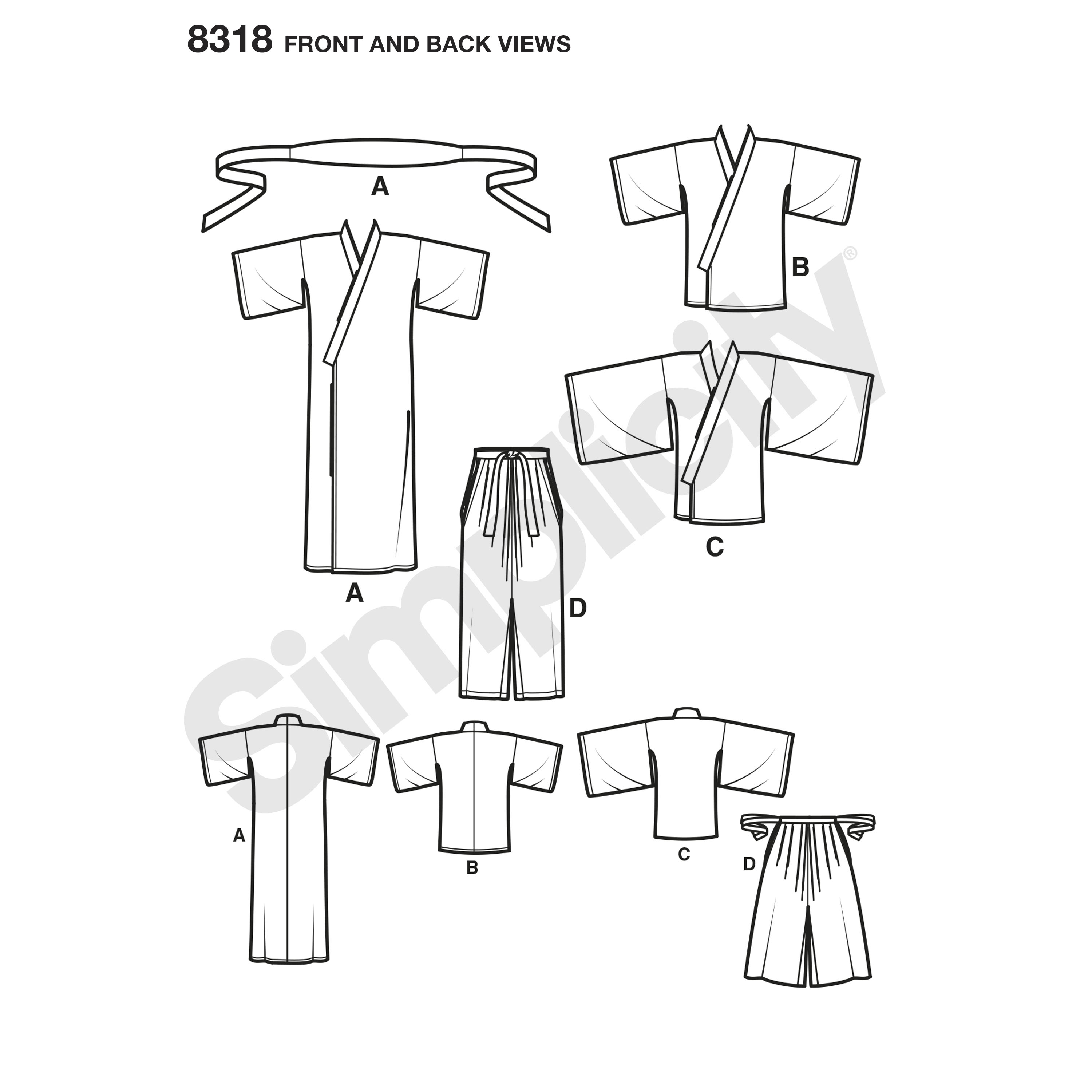 Simplicity 8318 Misses', Men's and Teen's Kimono Costumes