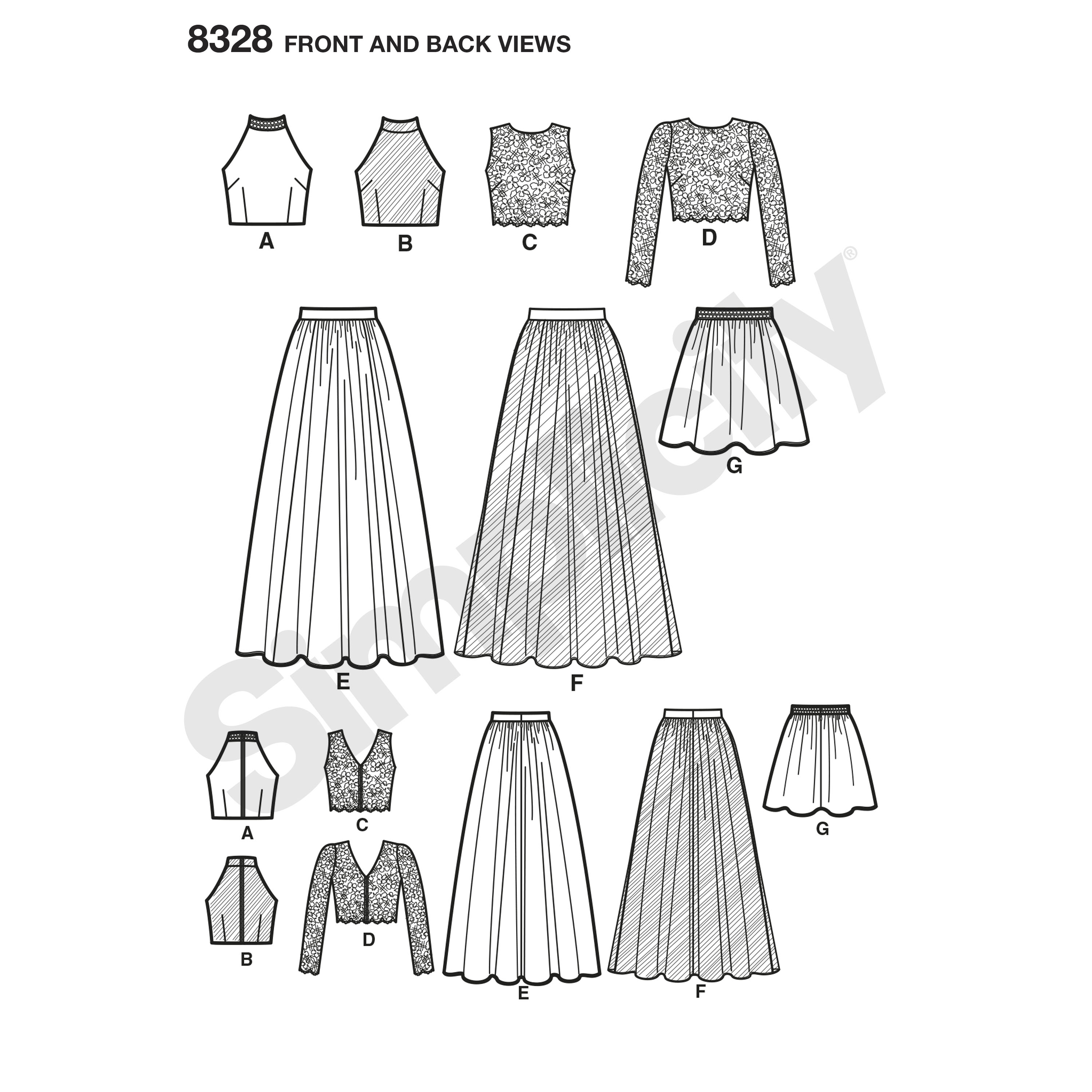 New Simplicity 8328 Pattern Special Occasion Tops and Skirts in 2 Lengths  for Women Misses Sizes 12 Through 20 Thesupplyloft1 