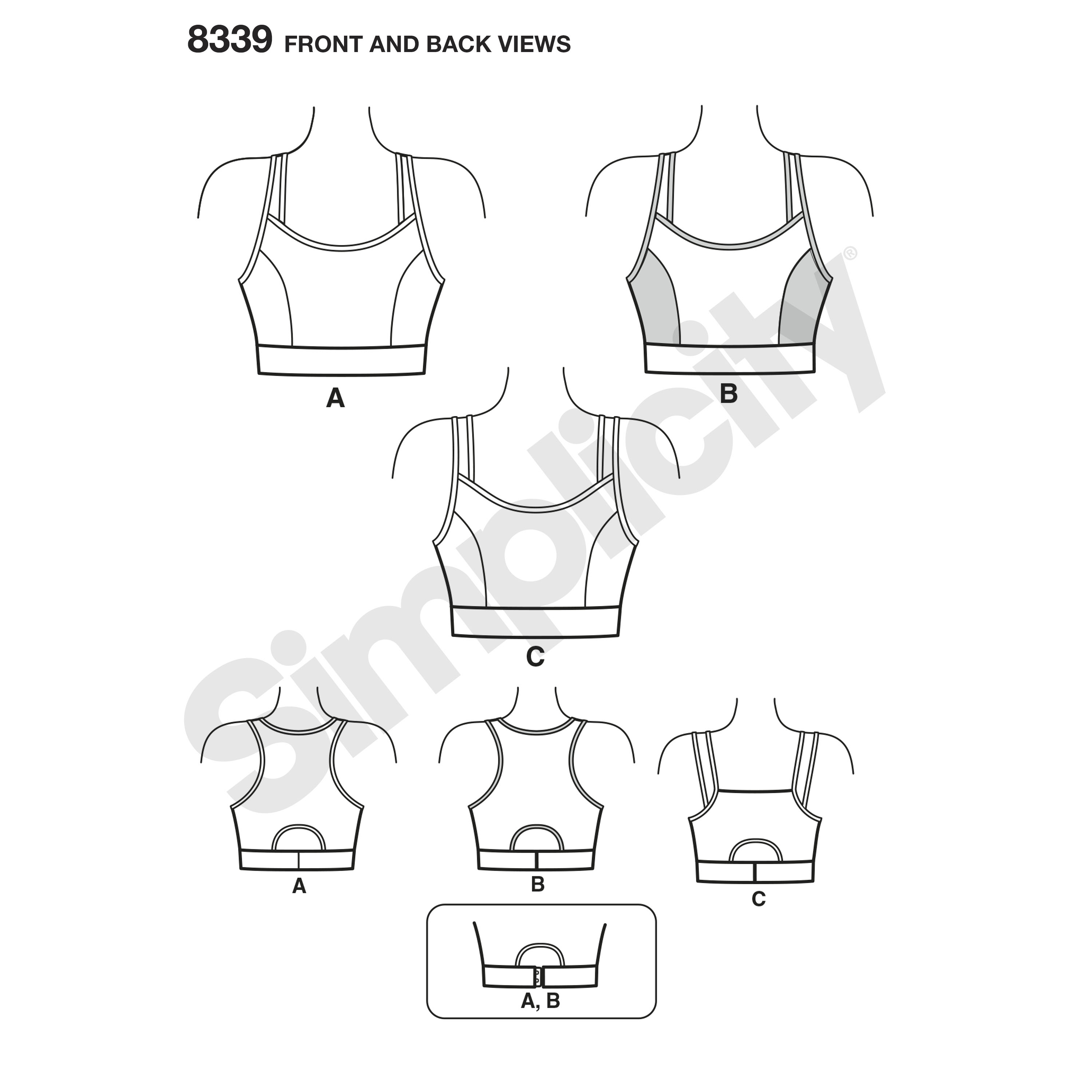 Simplicity 8339 Misses Knit Sports Bra Activewear Every Cup Size for Every  Band Size Sewing Pattern, Sizes 30A-44G UNCUT 