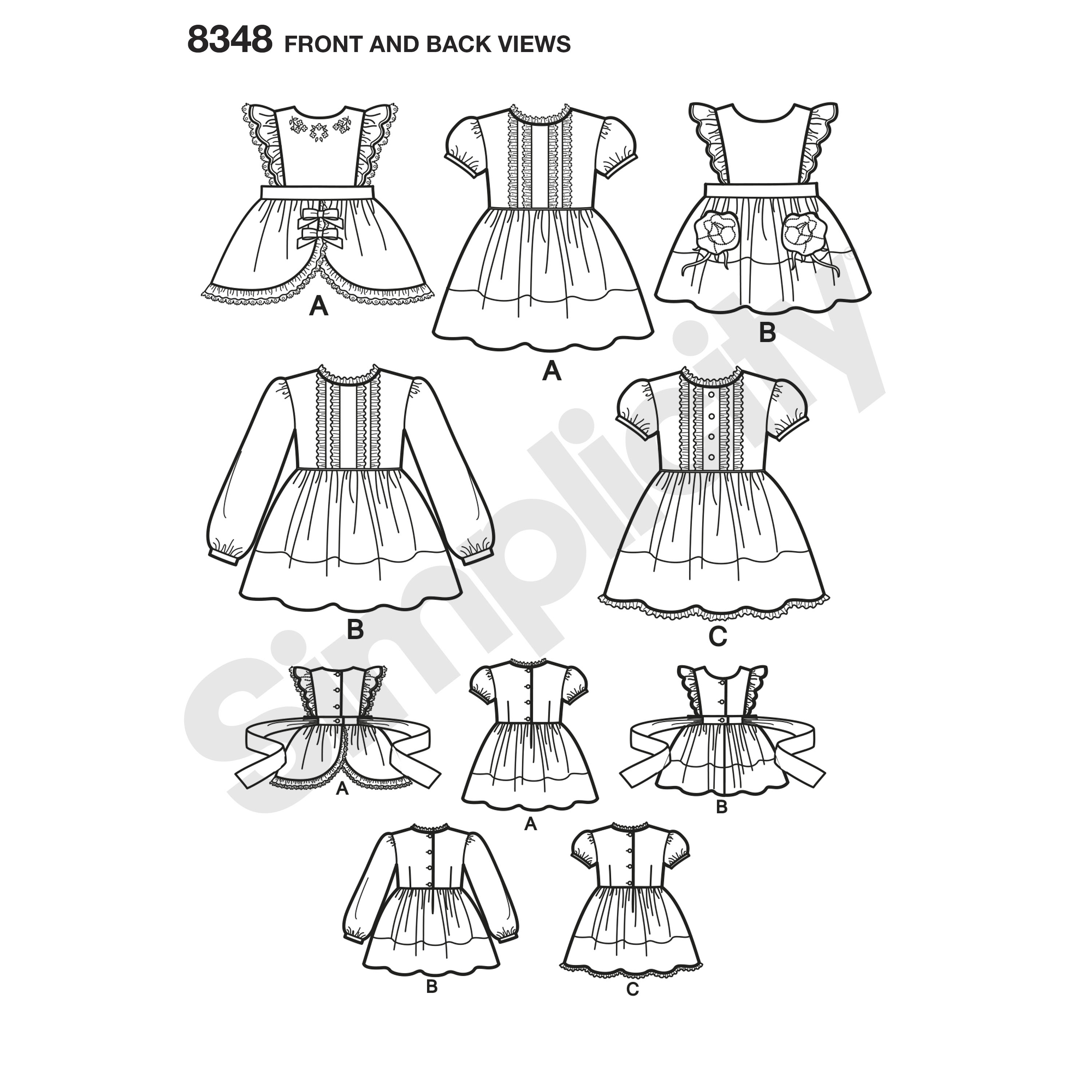 Simplicity 8348 Vintage 1950s Toddlers' Dress and Pinafore
