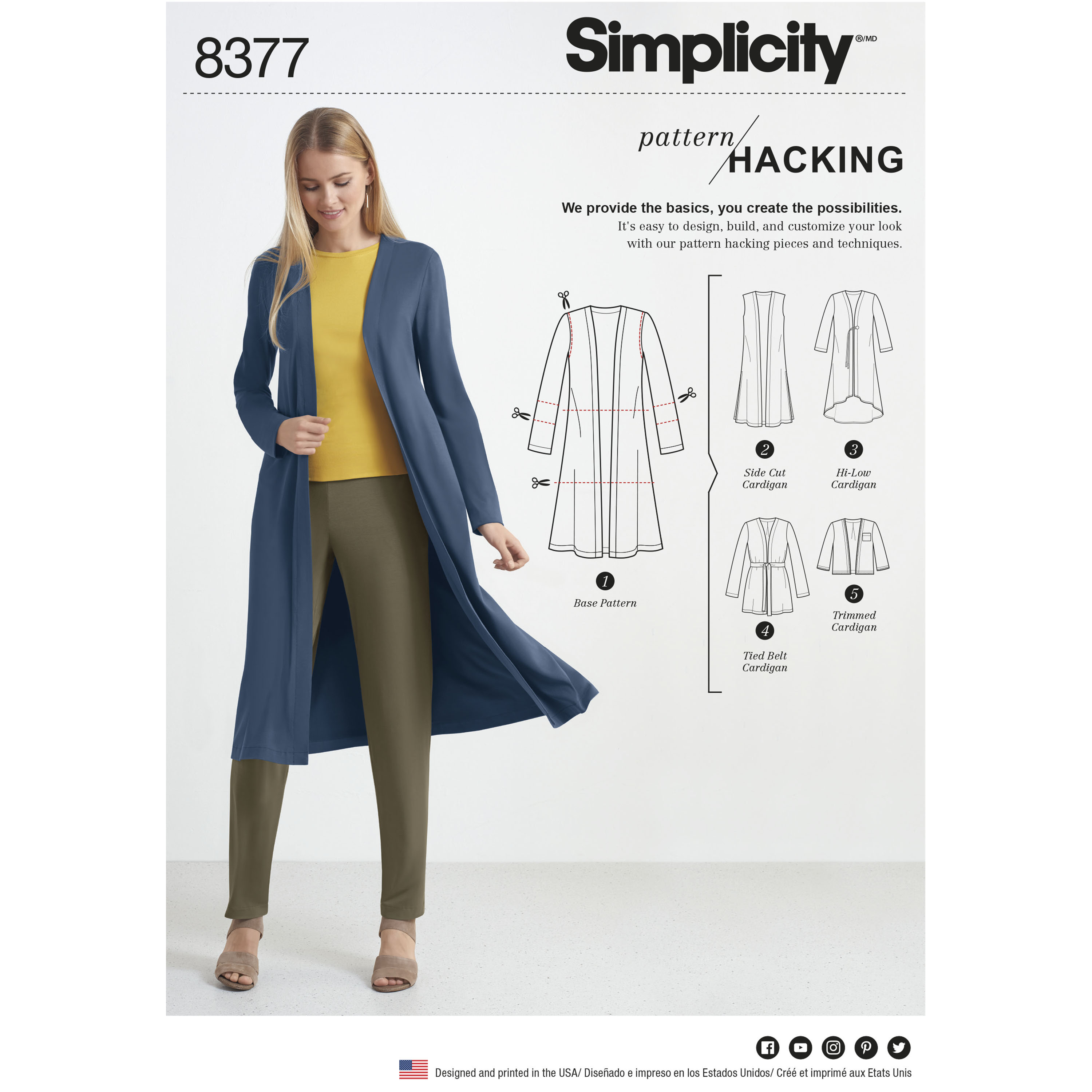 Simplicity 8377 Misses' Knit Cardigan with Variations and Multiple